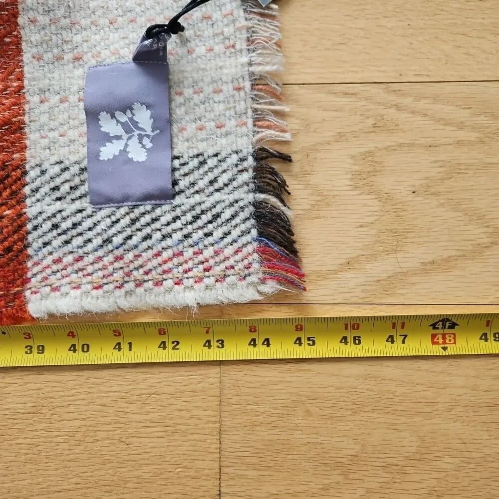 National Trust Ltd. Recycled Wool Blanket Throw Picnic Fringe Plaid 47